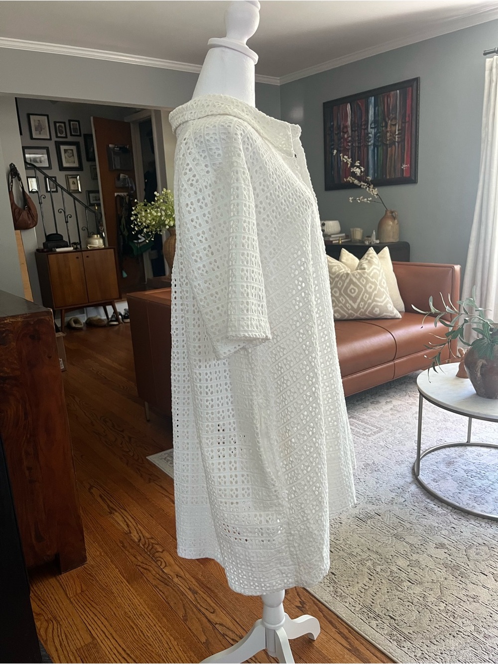Free People Remino Eyelet Mini Shirt Dress Womens Sz. XL Beach Summer Boho - Picture 5 of 13